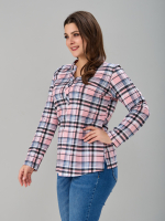 Блузка БЛ-22/клеткарозовый-индиго