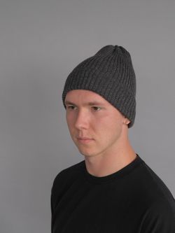 Шапка вязаная-резинка весенняя/осенняя КЭП(Черный меланж) МУЖСКОЙ