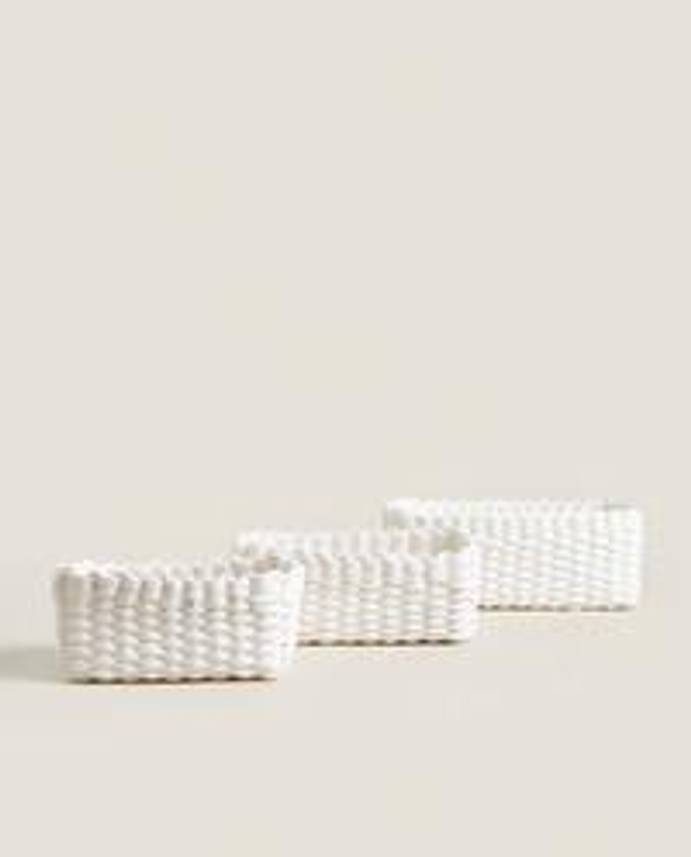 Zara Home Корзина из плетёной бумаги, цвет белый, 21 см
