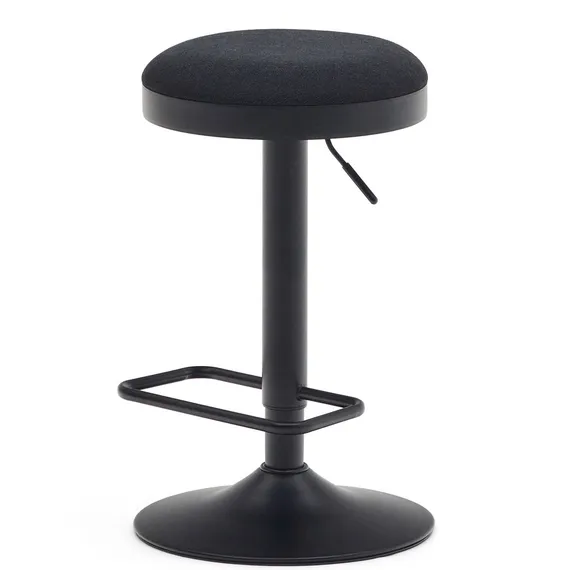 Барный табурет Zaib, 58-80 см, черный шенилл, черная ножка