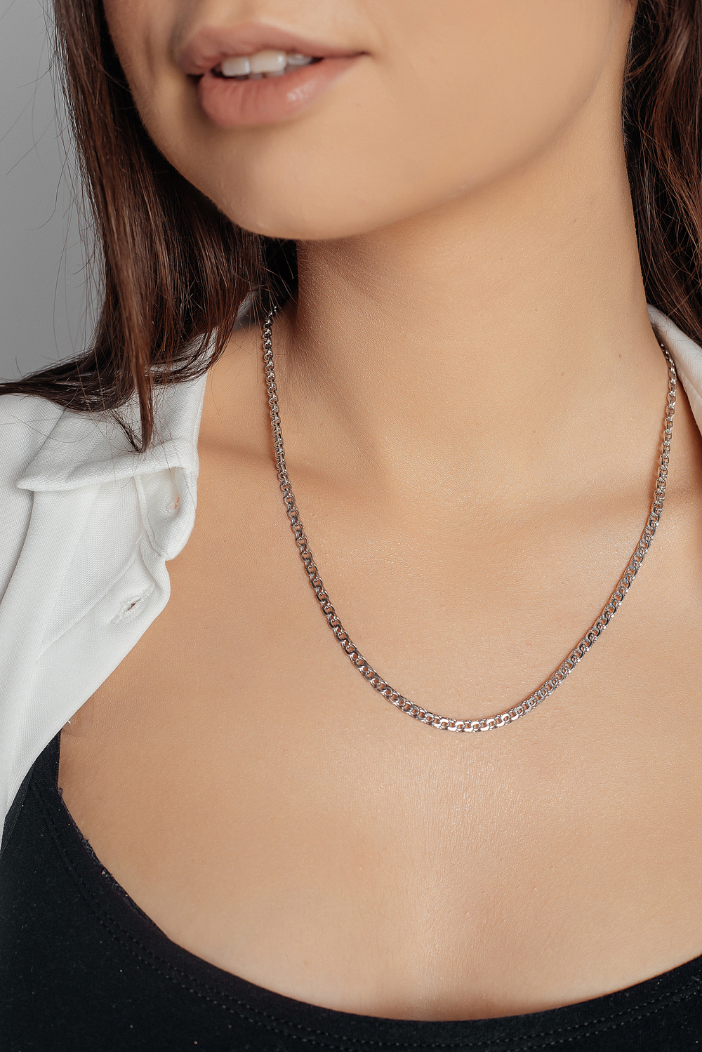 Цепочка из серебра, плетение бисмарк