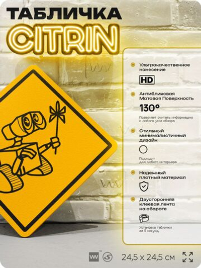 Табличка декоративная "Валли" на дверь и стену, прикольная штука в подарок фанату, декоративный знак, 24,5х24,5 см, пластиковая, Айдентика Технолоджи