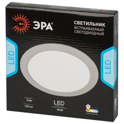 Светильник светодиодный встраиваемый Даунлайт ЭРА LED 17-15-3K круглый 15Вт 3000К | Downlight