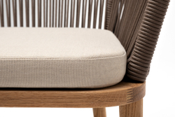 "Марсель" стул плетеный из роупа, основание дуб, роуп коричневый круглый, ткань бежевая 15052
