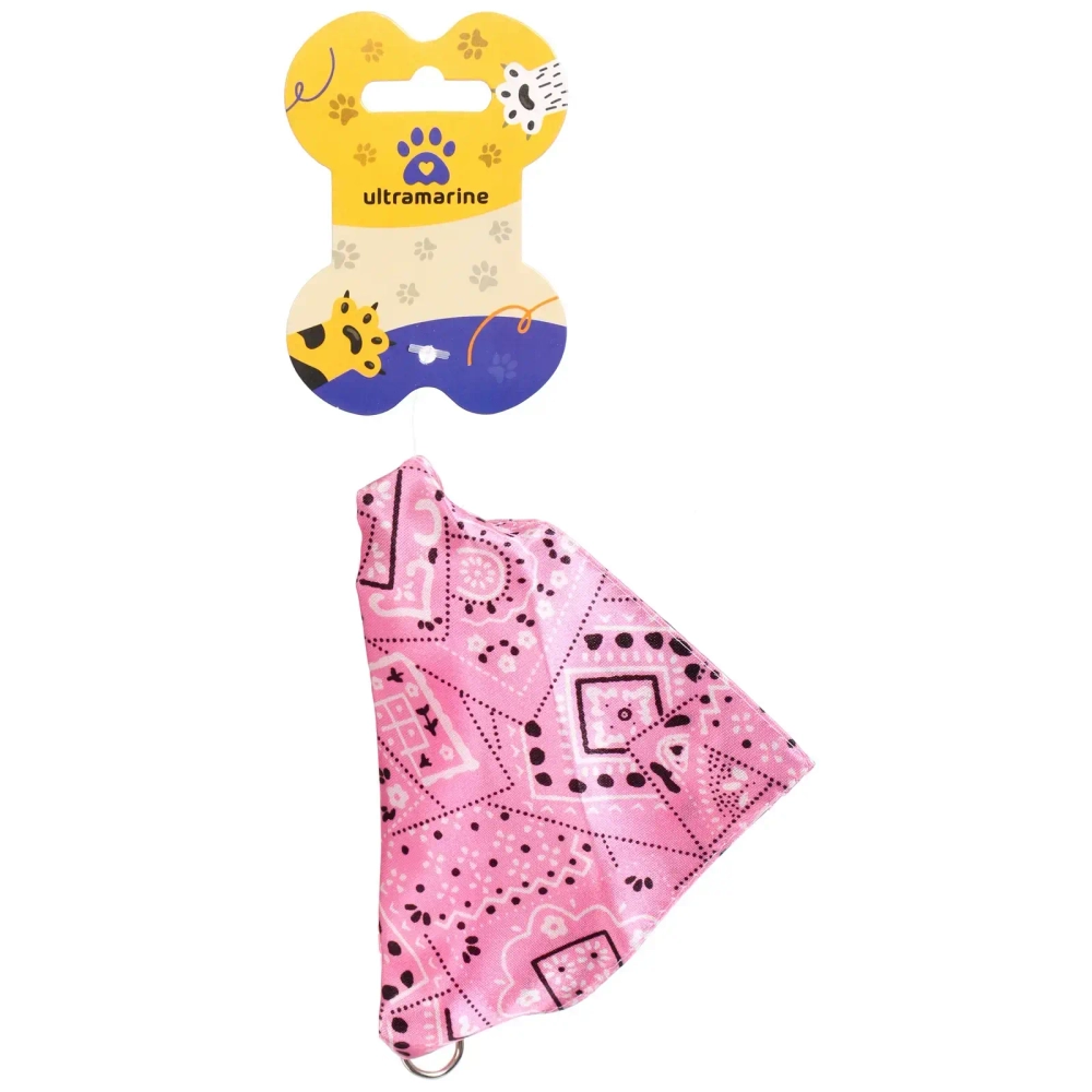 Ошейник с банданой для кошек и собак мелких пород «ЛЮБИМЫЙ БРО», цвет розовый, р 23-40см/15*10*1,5см (лейбл)