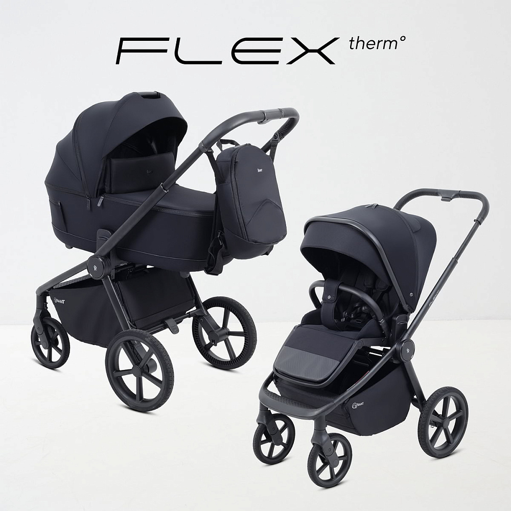 Детская коляска Rant Flex Therm Soft 3 в 1 с автокреслом Evomax Black Midnight Black