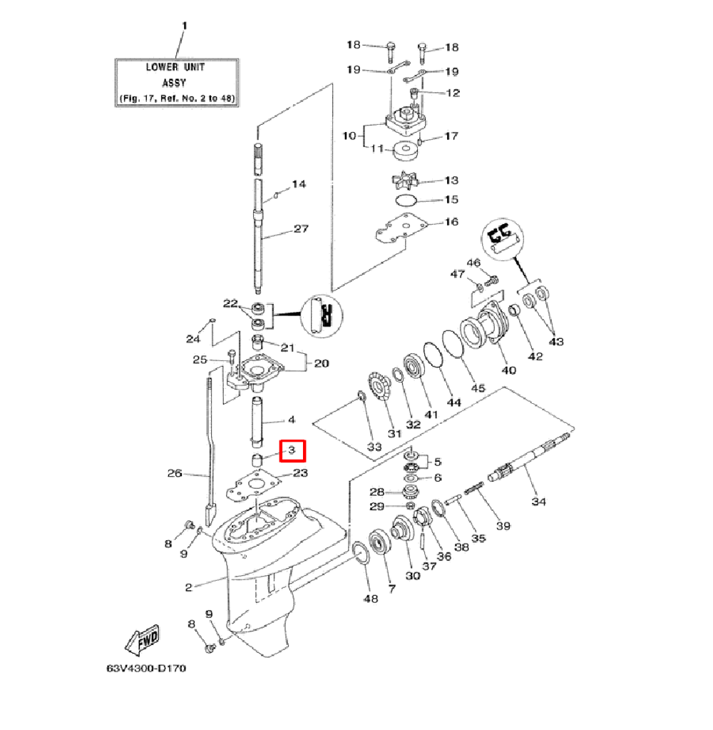 Подшипник гребного вала редуктора Kacawa Yamaha NTN