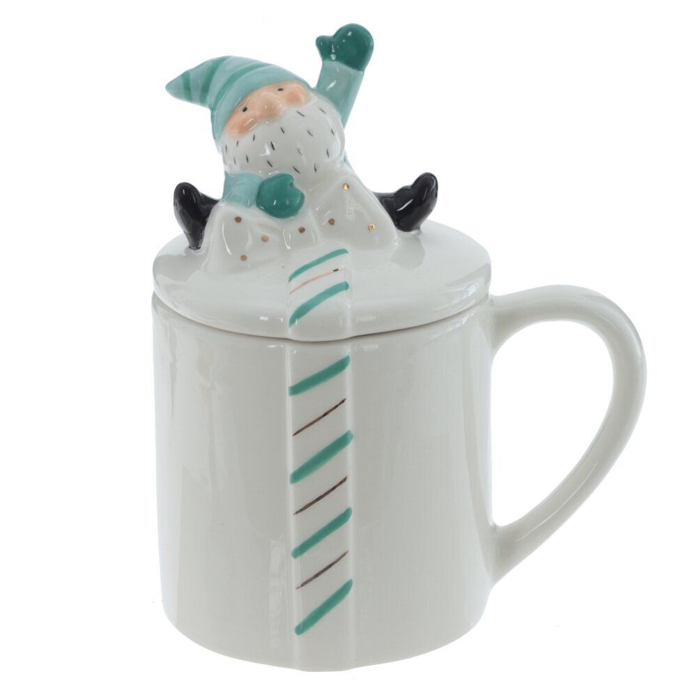 GAEM Кружка с крышкой "Гном: Праздничный Хранитель", 330 мл, L12 W9 H15 см