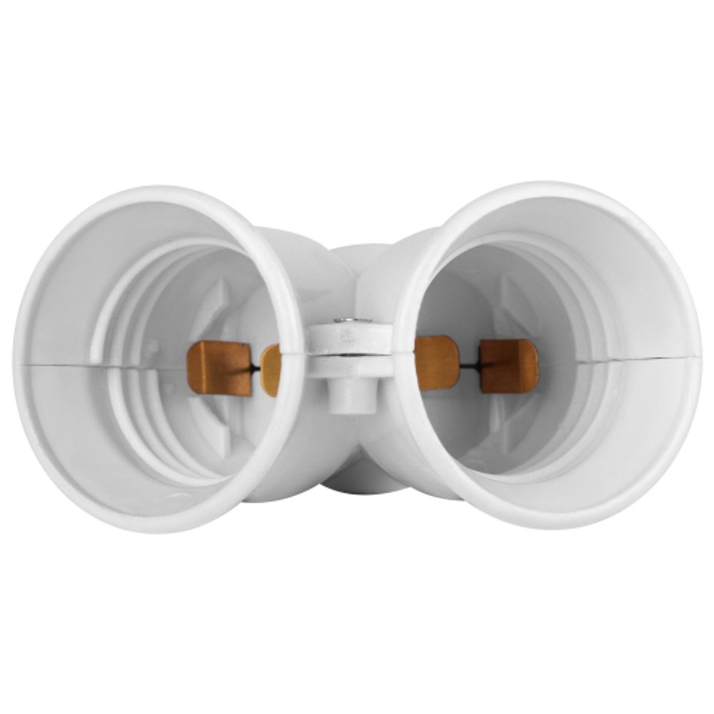 Патрон-разветвитель ЭРА цокольный Е27-2хЕ27 белый