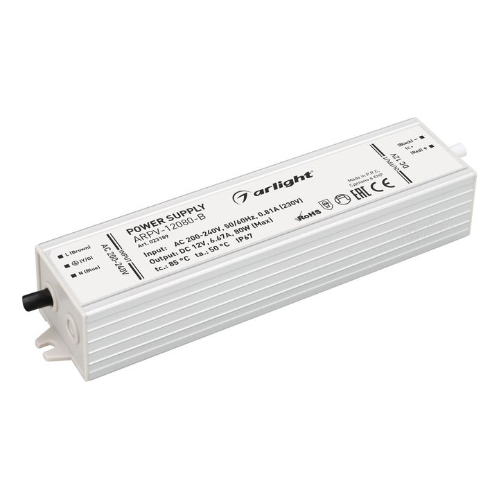 Блок питания Arlight ARPV-12080B 12V 80W IP67 6,67A 023189