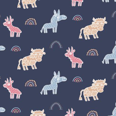 Farm animals baby fabric print