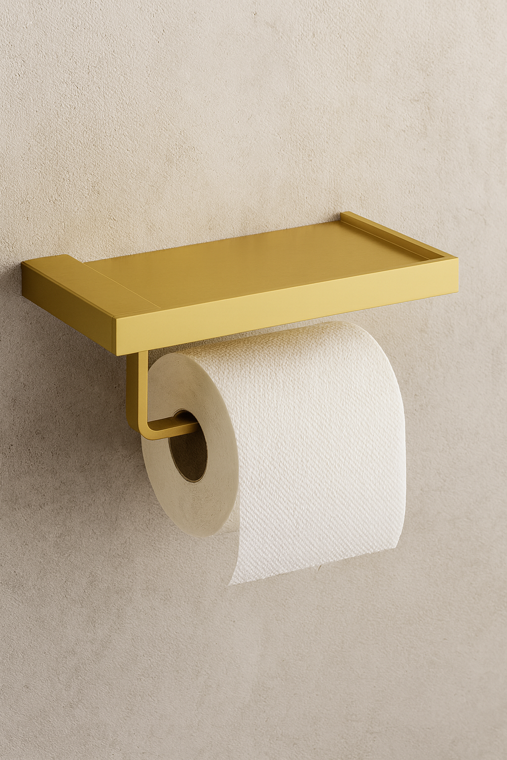 Держатель для туалетной бумаги STWORKI Дублин S41345GM настенный, матовое золото, с полкой