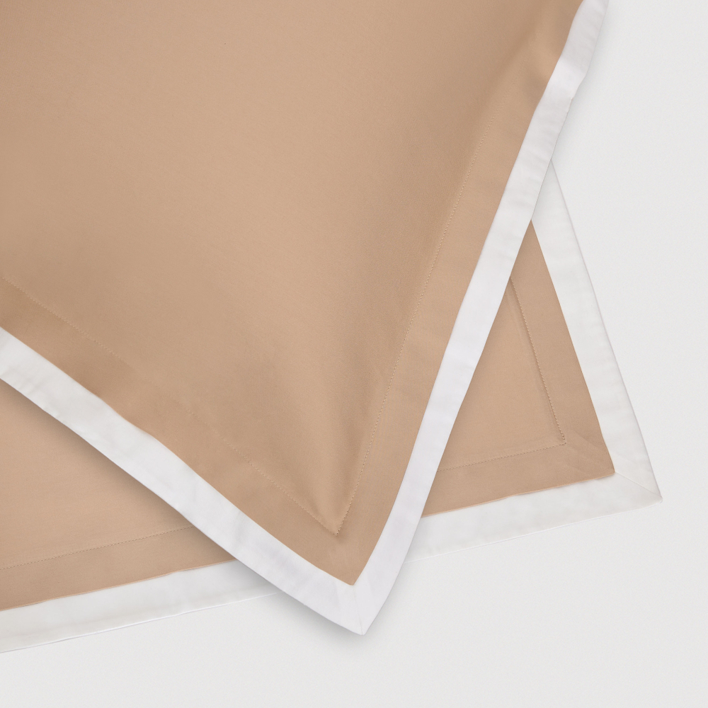 Постельное белье cемейное Сlaire&Caroll Lili бежевое с белым кантом