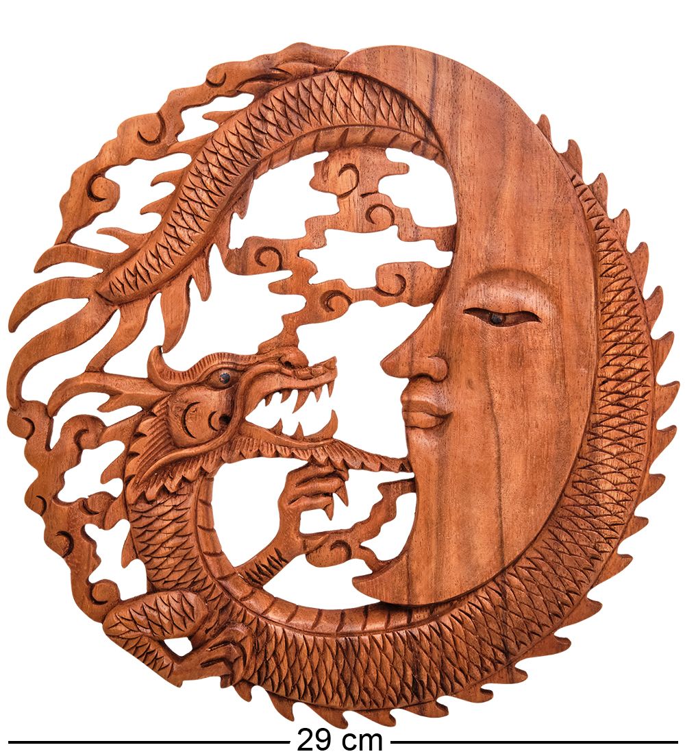 Decor and Gift 17-088 Панно резное «Дракон и Месяц» (суар, о.Бали)