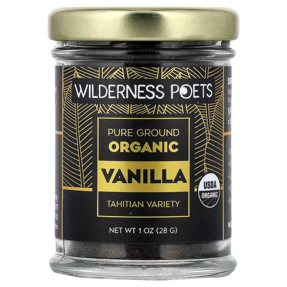 Wilderness Poets, чистая молотая органическая ваниль, таитянский вкус, 28 г (1 унция)