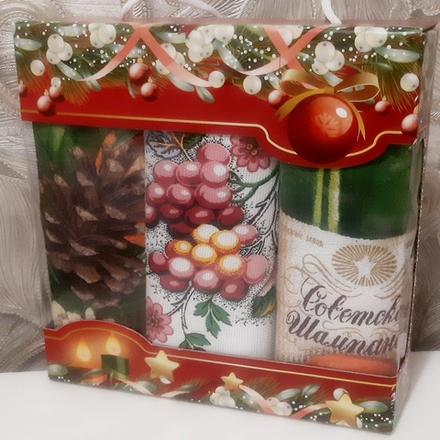 Набор из 3-х вафельных полотенец в подарочной упаковке, 100% хлопок, Россия.