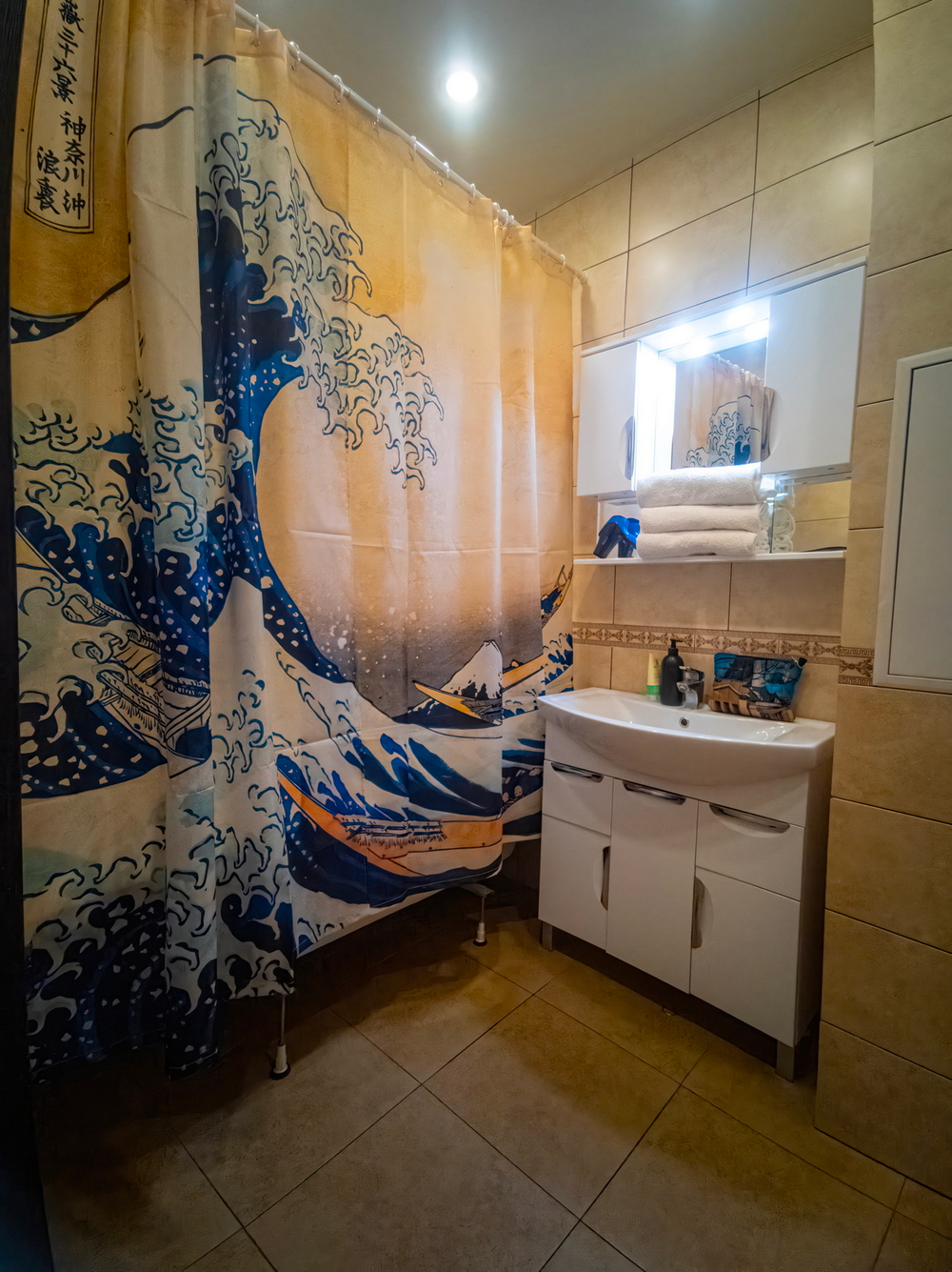 Комплект штор «Большая волна в Канагаве», по мотивам гравюры на дереве «Большая волна в Канагаве» японского художника Кацусики Хокусая