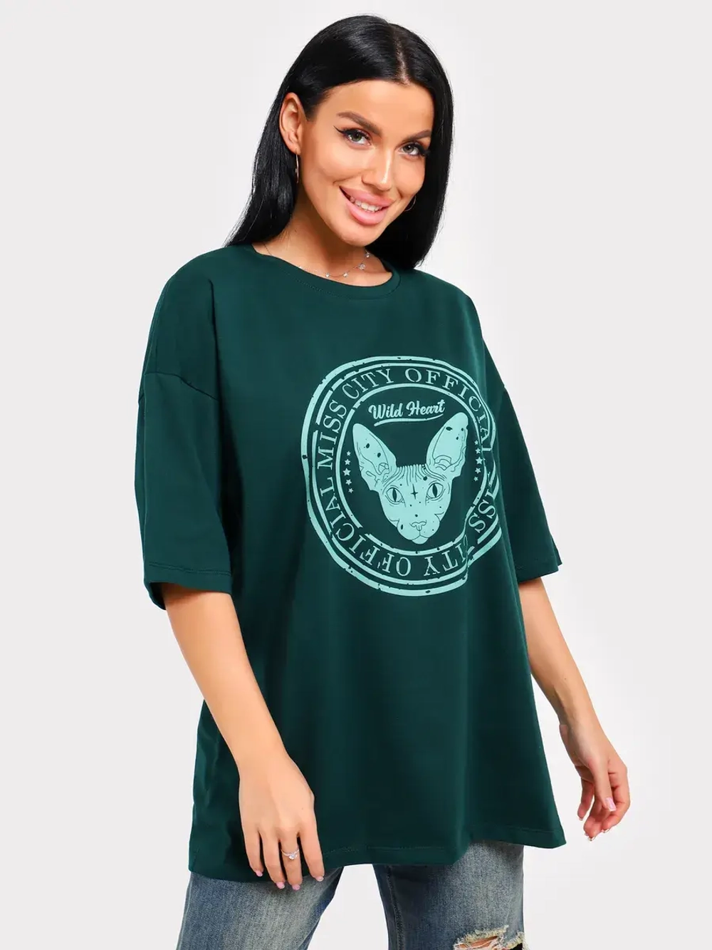 Футболка оверсайз больших размеров принт