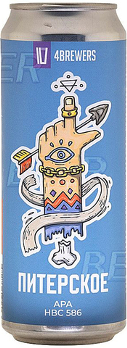 Пиво Четыре пивовара Питерское / 4BREWERS Piterskoe 0.45 - банка