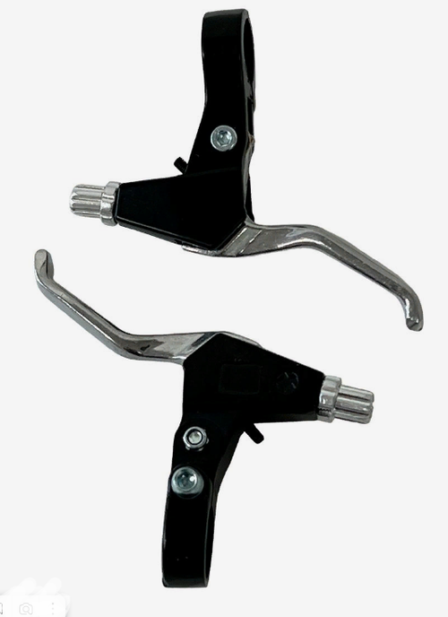 Ручки тормозные TRIX под "два пальца", алюминиевые, для рулей 22,2мм, серебристые/черные