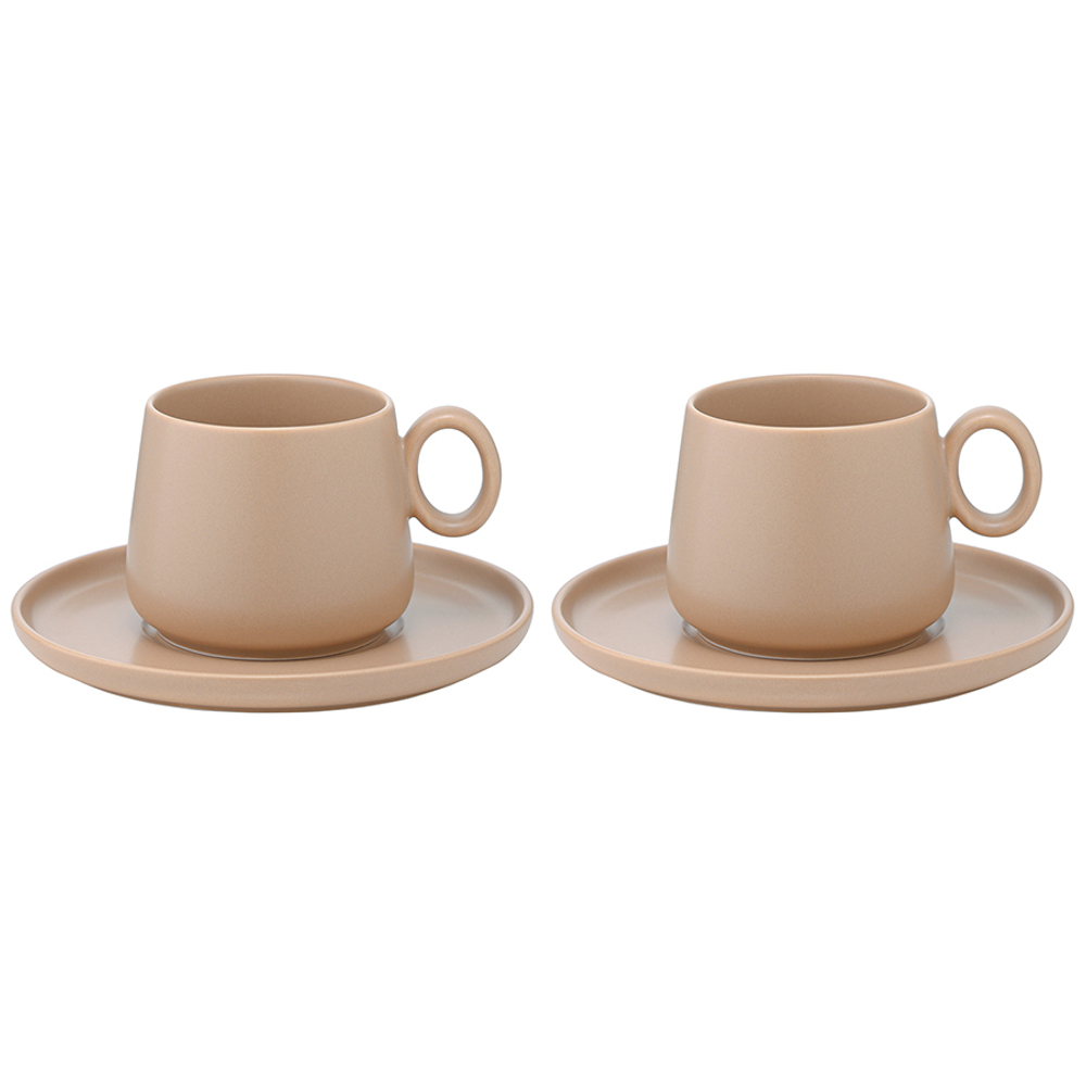 Набор из двух чайных пар бежевого цвета из коллекции Essential, 250мл