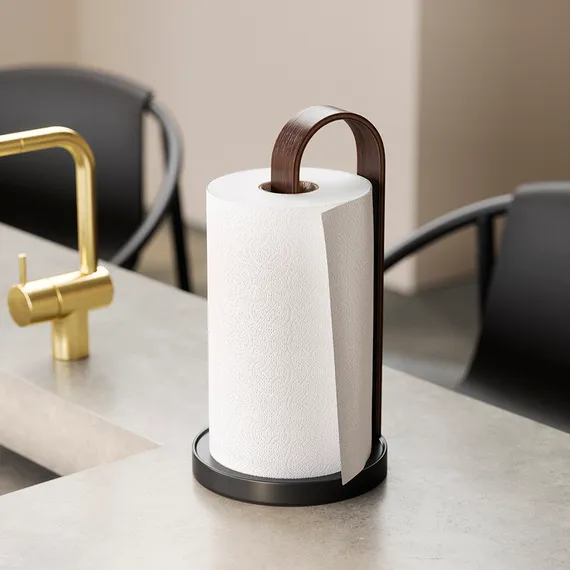 Держатель для бумажных полотенец bellwood, черный/орех