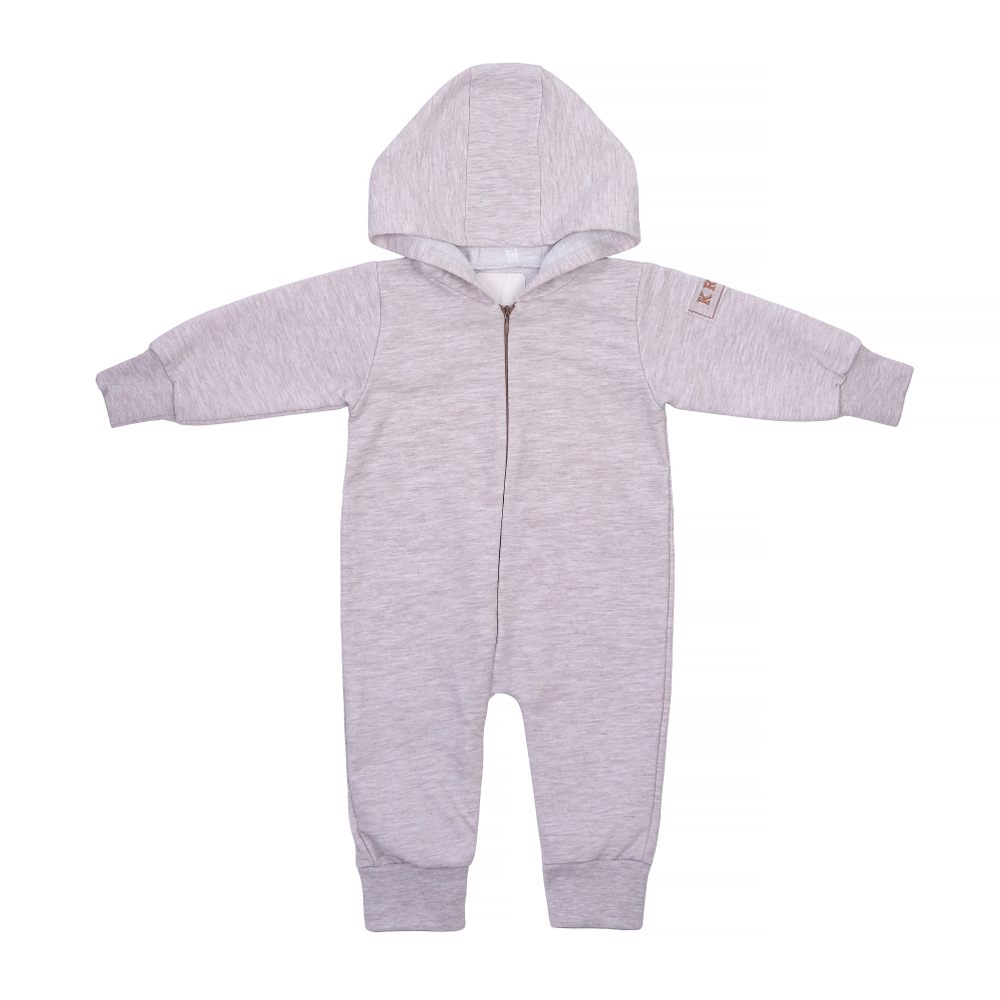 Комбинезон бежевый на молнии с капюшоном