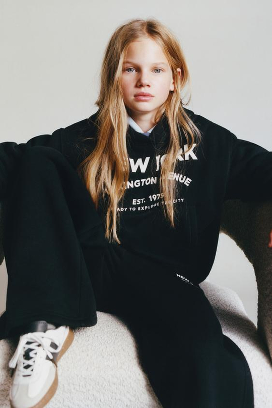 ZARA ХУДИ С НАДПИСЬЮ, ЧЕРНЫЙ
