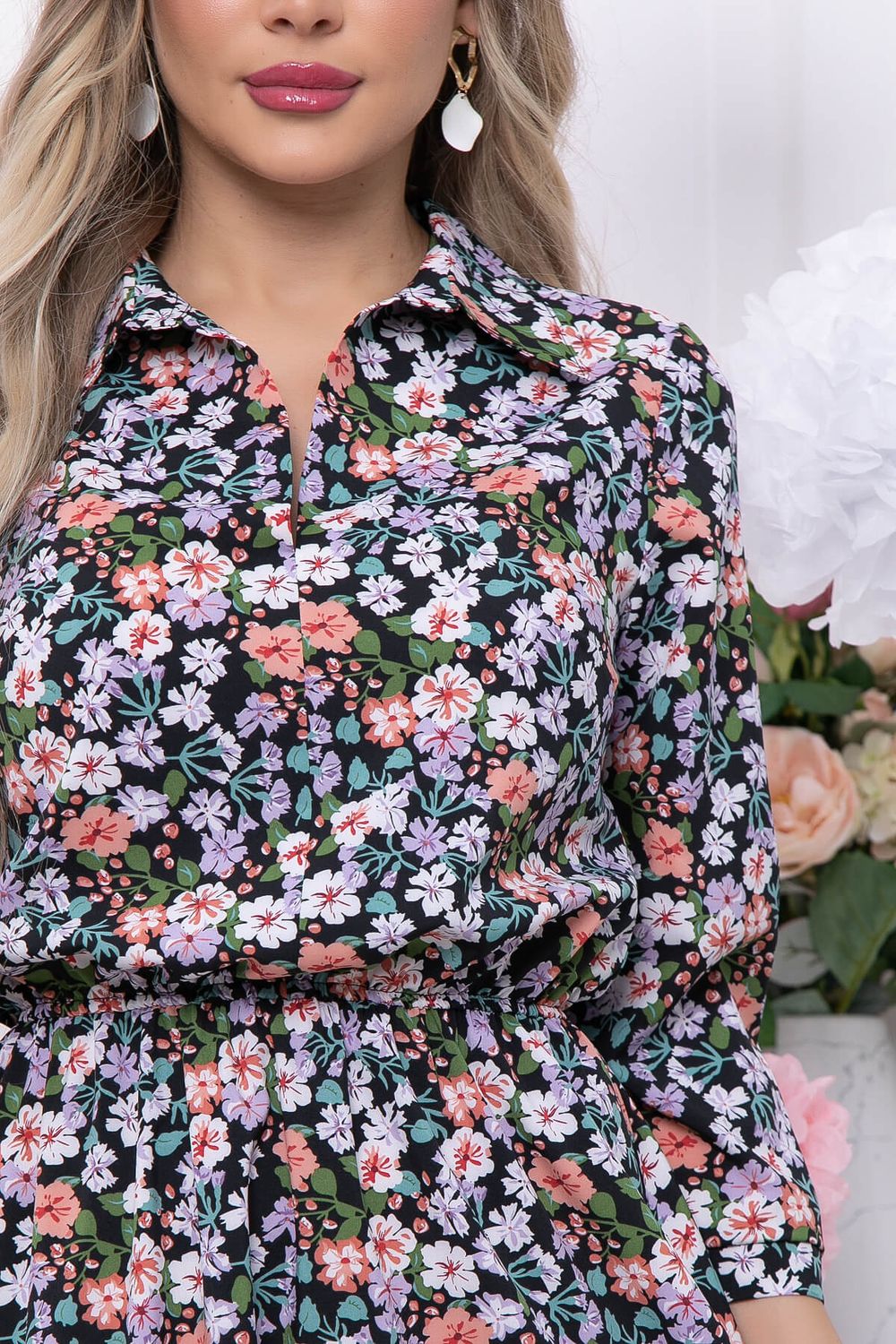 Платье "Городской романс" (блэк/васильки) П5787 LT Collection