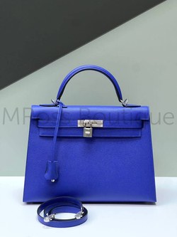 Сумка Hermes Kelly 32 синего цвета