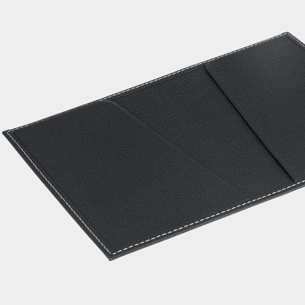 Обложка для паспорта из натуральной кожи теленка, цвета черный