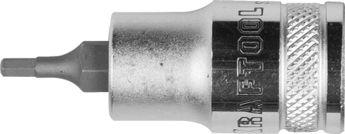 Торцовая бита-головка KRAFTOOL ″INDUSTRIE QUALITAT″, материал S2, HEX, сатинированная, 1/2″, H3