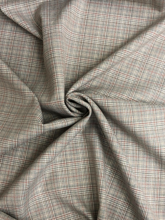 Костюмная принт клетка, фисташка/крем/теракот, люрекс золото