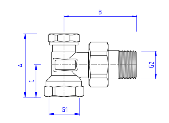 Клапан регулирующий Valtec 1/2" угловой арт. VT.019.N.04 для радиаторов