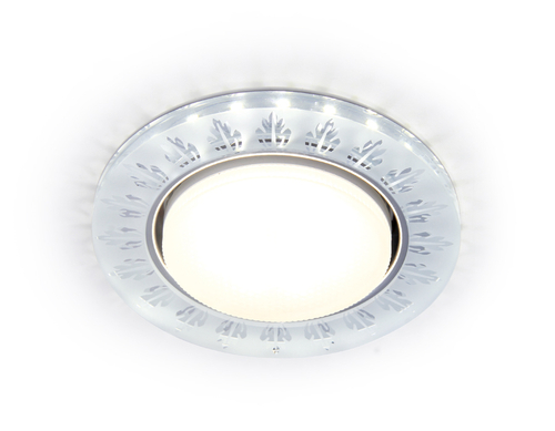 Встраиваемый точечный светильник с LED подсветкой G222 CL/FR прозрачный/матовый GX53+3W(LED WHITE) D120*38