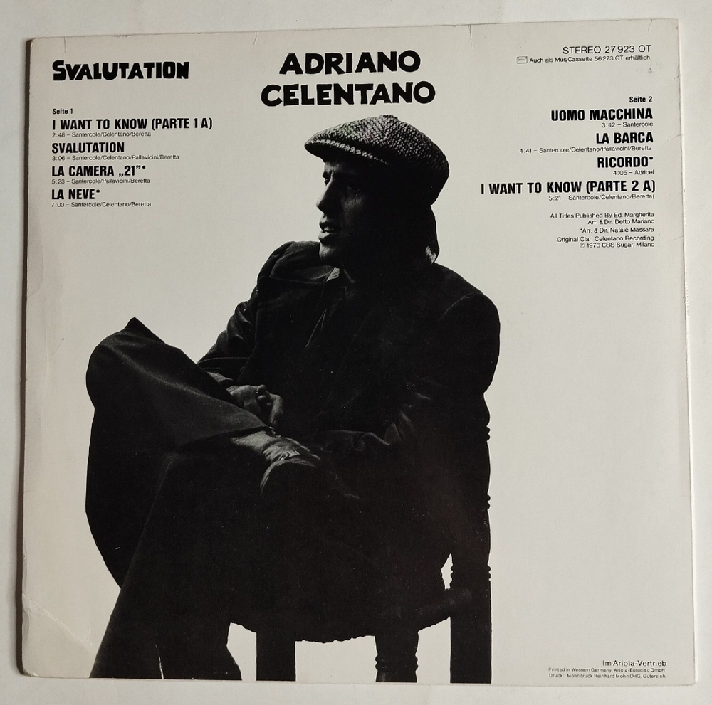 Винтажная виниловая пластинка LP Adriano Celentano Svalutation (Germany 1976)