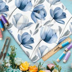 Ткань премиум атлас пастельные тюльпаны