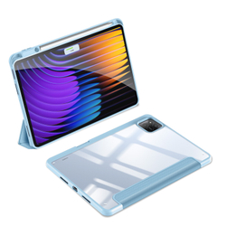 Чехол книжка синего цвета от Dux Ducis для Xiaomi Pad 7 и 7 Pro, серия Toby Series Case, с функцией пробуждения и сна