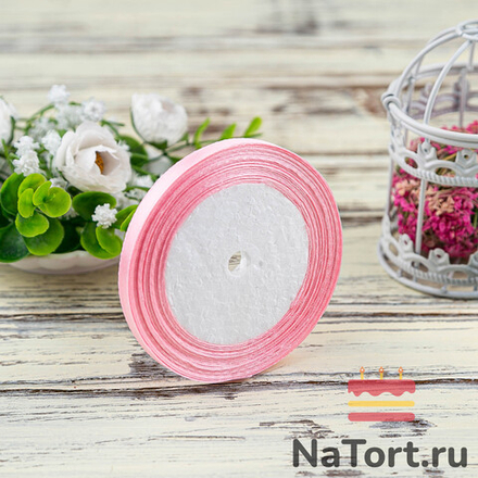 Лента атласная 6 мм (23 метра, цвет №4 нежно-розовый)