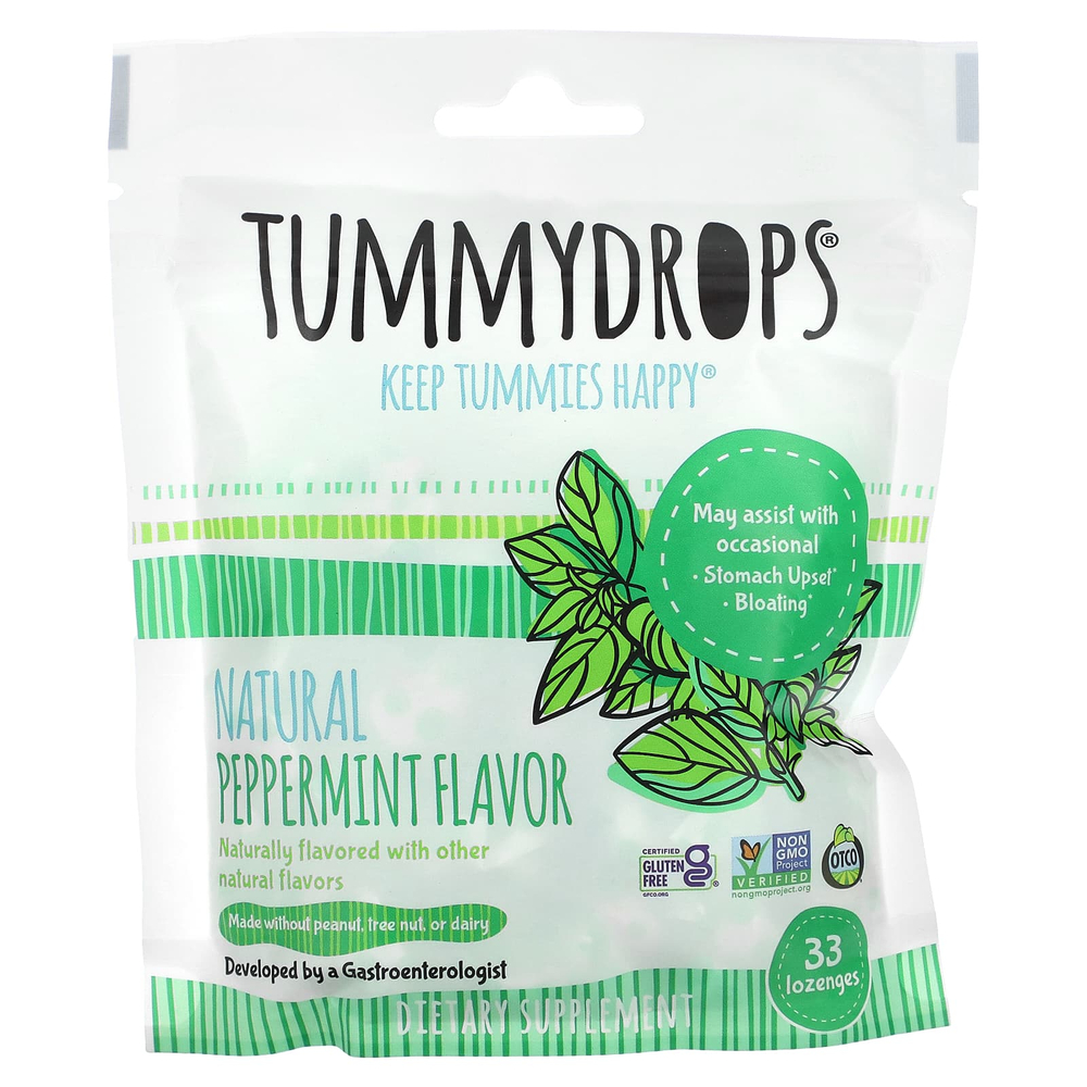 Tummydrops, натуральная перечная мята, 33 пастилки