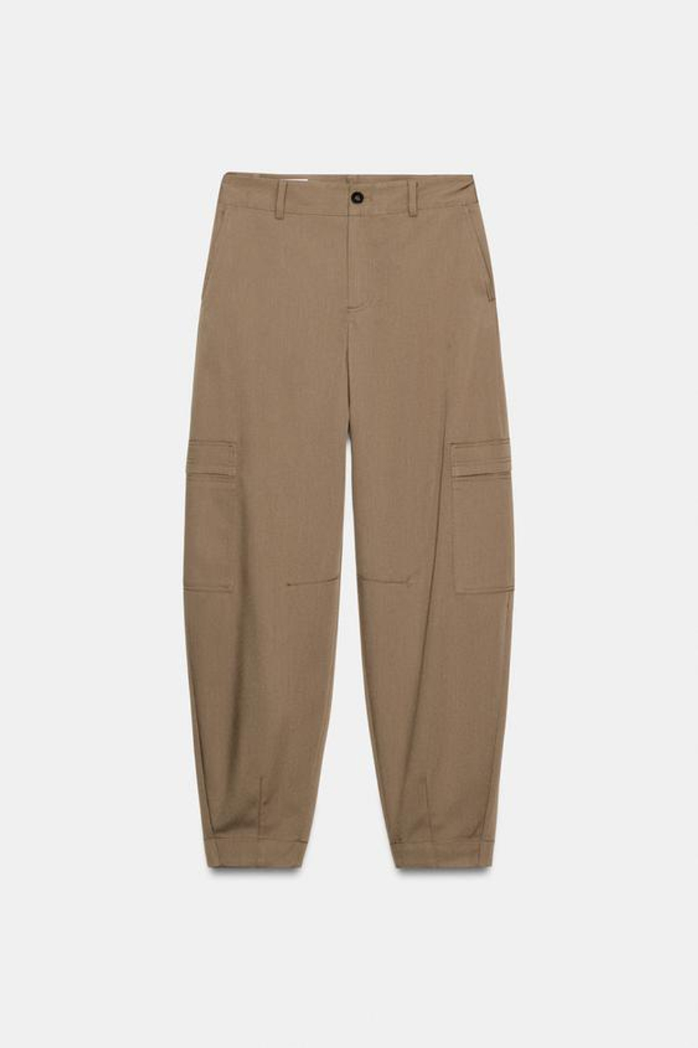 ZARA БРЮКИ КАРГО С ВЫСОКОЙ ПОСАДКОЙ, РЫЖЕВАТО-КОРИЧНЕВЫЙ
