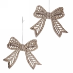 Подвески в блёсках «Сказочные бантики» 9*11 см (набор 2 шт), Шампань