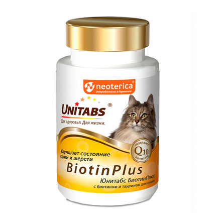 Unitabs BiotinPlus ЭКОПРОМ витамины для кошек с биотином и таурином, 120 таб