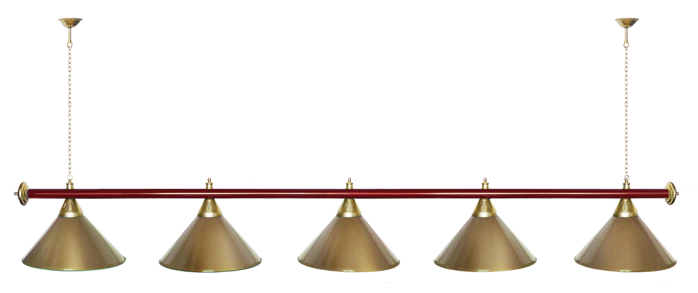 Лампа STARTBILLIARDS 5 пл. (плафоны зеленые,штанга золотая,фурнитура золото)