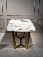 Стол обеденный Ist Casa Ланс Мат, 180х90х75 см, белая керамика, матовое золото