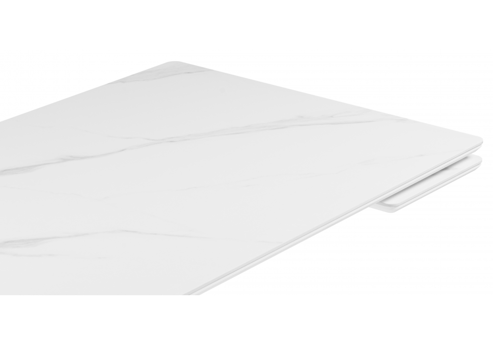 Керамический стол Woodville Вилли 140 (200) х 80 белый мрамор alpin white, snow white, белый, ножки белые