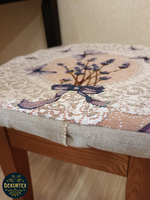 Набор чехлов на табурет из гобелена Лаванда и кружево (33х33 см) - 4шт