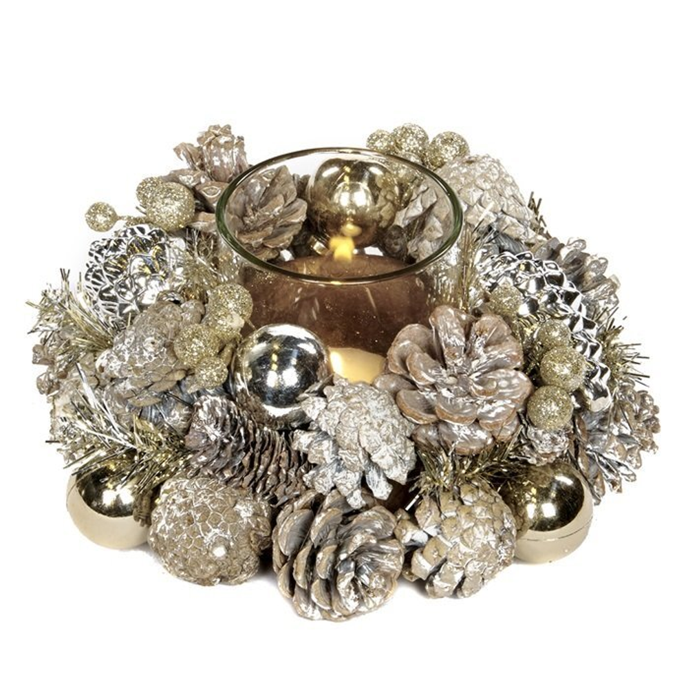 Подсвечник декоративный 18см Goodwill коричневый с серебром