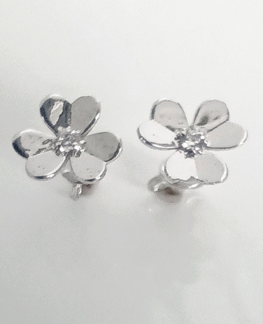 Серьги-пусеты "Эстерелла", родированные, серебро 925 проба, с фианитами/Ф