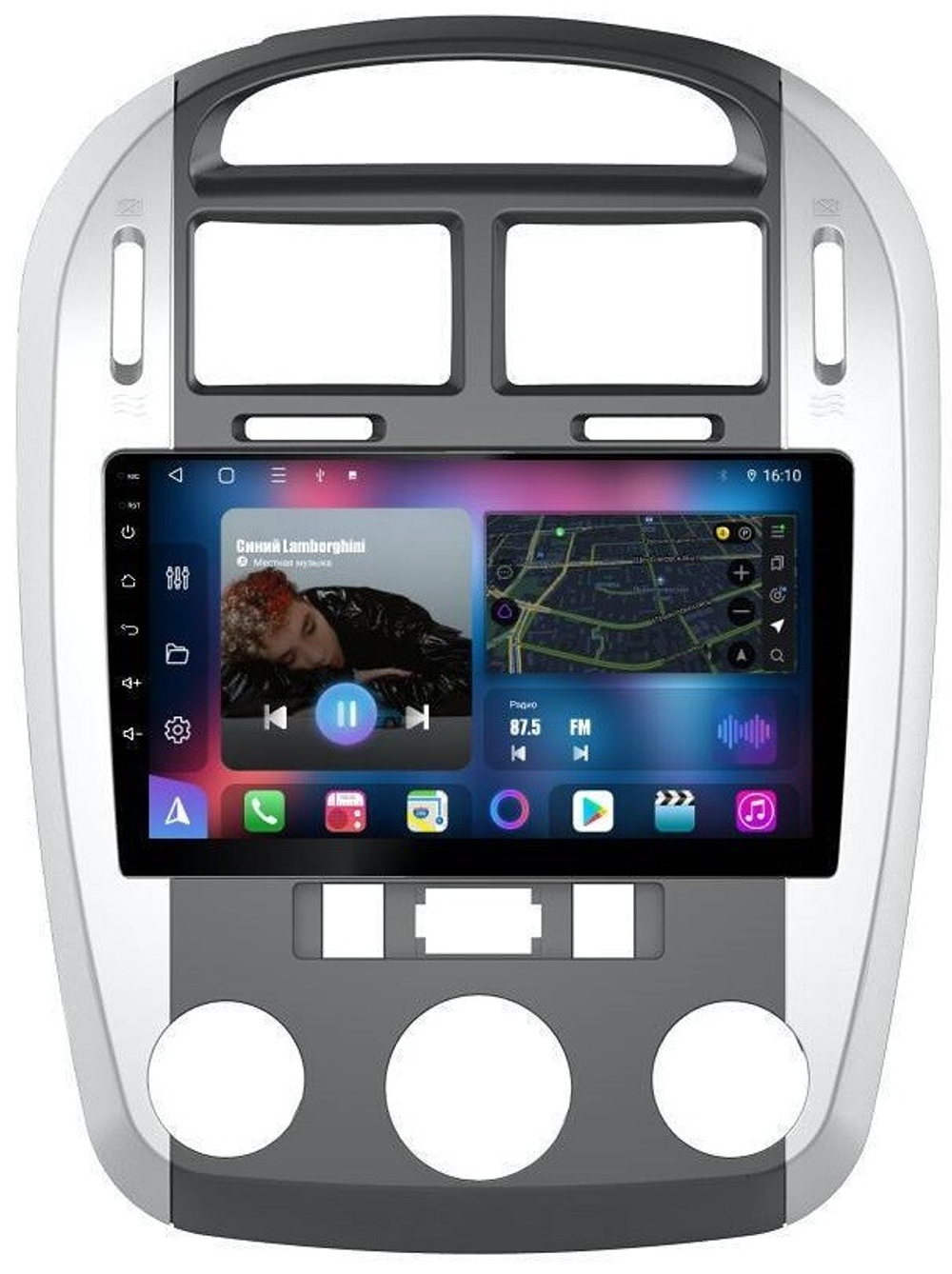 Магнитола для KIA Cerato 1 2004-2008 (кондиционер, аварийка внизу) - FarCar BM046M на Android 13, QLED, TS10, 4Гб+32Гб, CarPlay, 4G SIM-слот